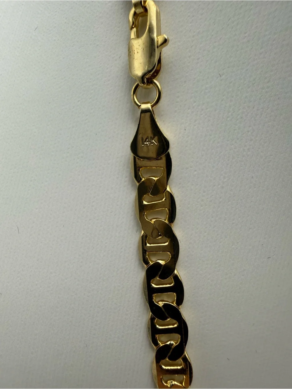 23 Inch 5.8mm Mariner Link Chain with Cross Pendant 18k dropped, 14k stamped